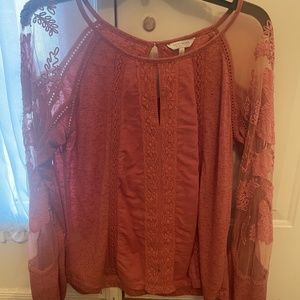 Lucky Brand long sleeve top with lace